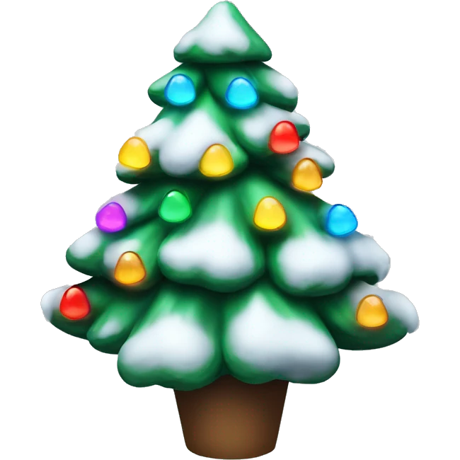 Christmas tree with colorful lights and covered in snow   emoji