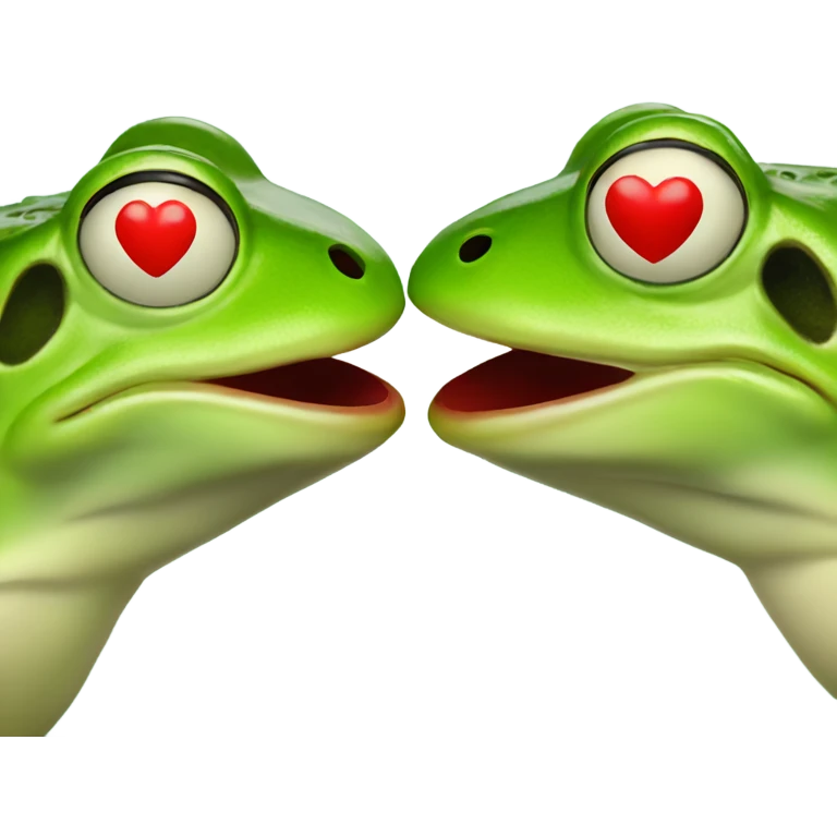 Kissing frogs with Heart and red lips emoji