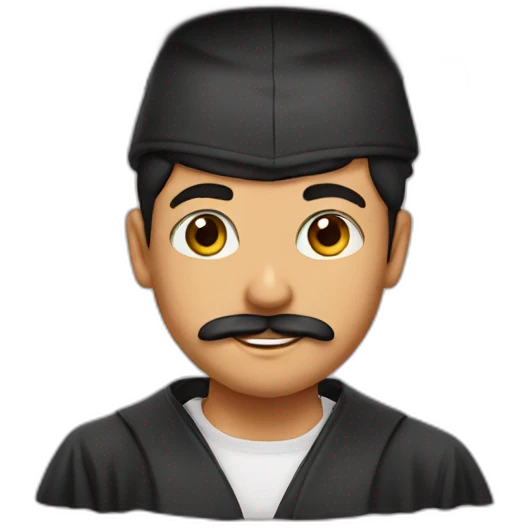 Arabic boy with mustache and graduation cap emoji