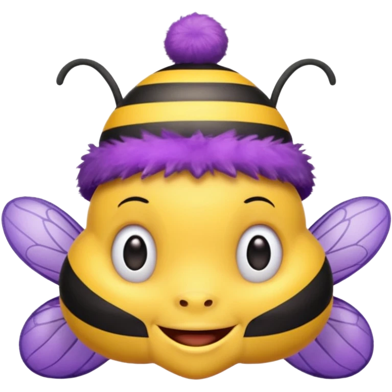 a Bee with purple Birthday Hat,  emoji
