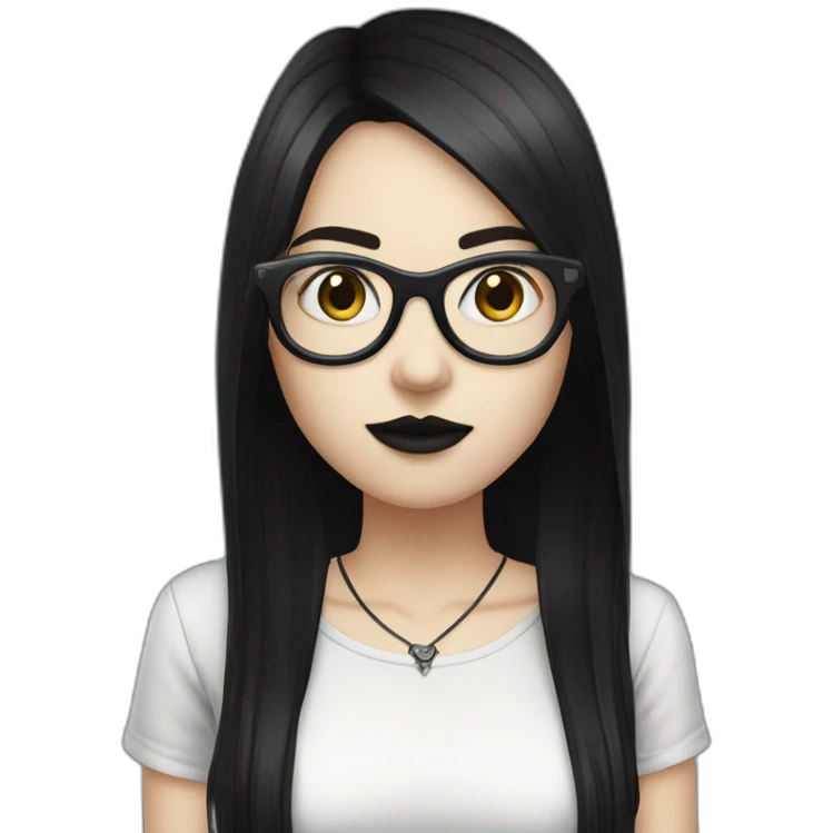Standing-white-goth-girl-dark-hair-with-glasses emoji
