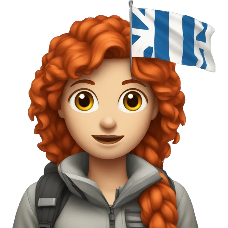 a red hair female on everest with greek flag emoji
