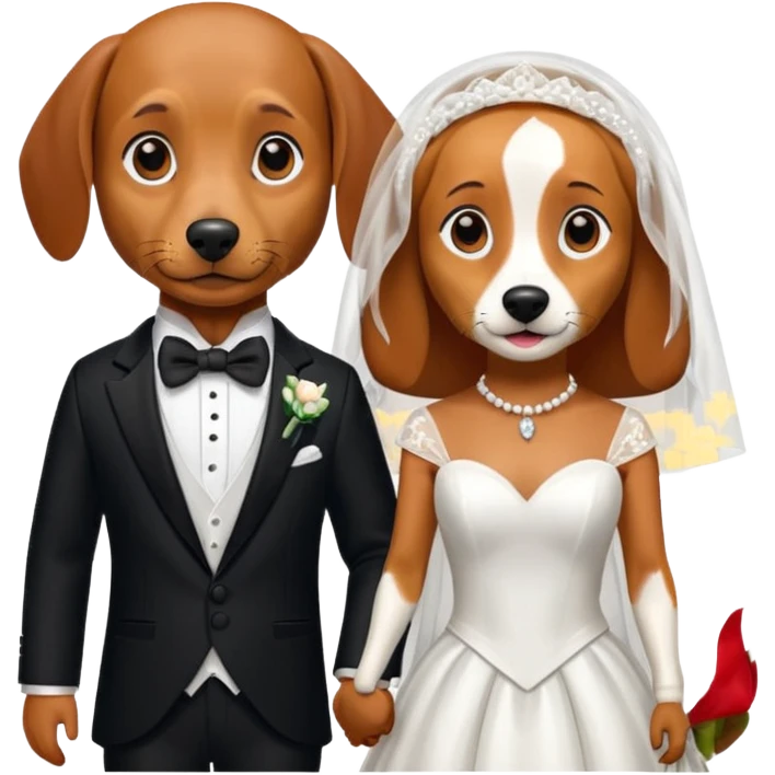 A female dachshund and a male beagle getting married   emoji