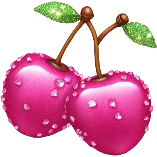 2 Realistic pink cherries with glitter and crystals emoji