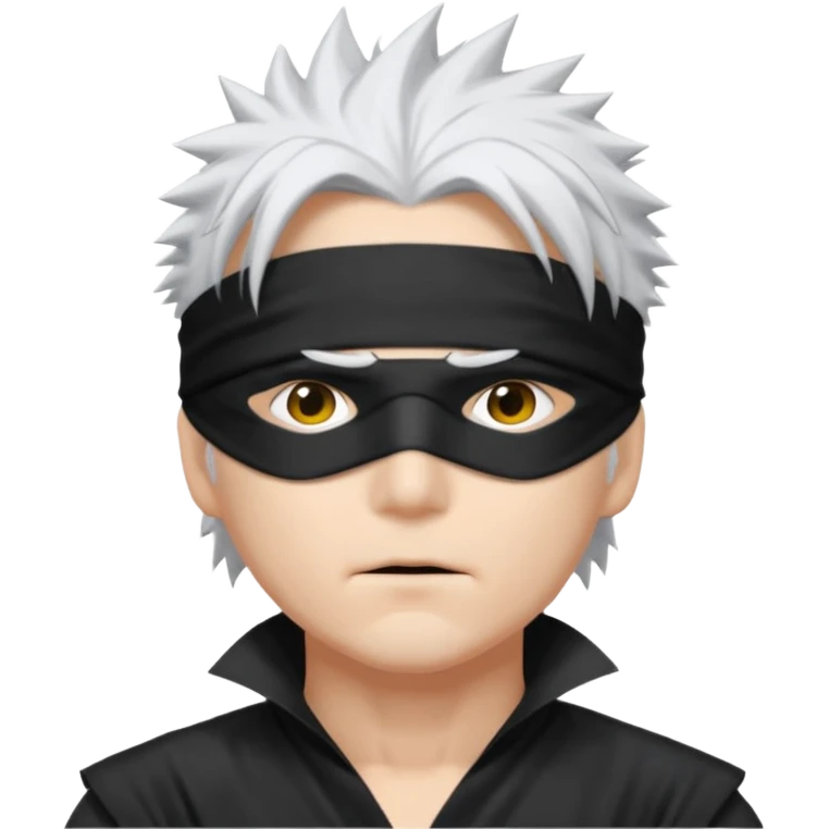 Gojo saturo with spiky hair and blind fold emoji