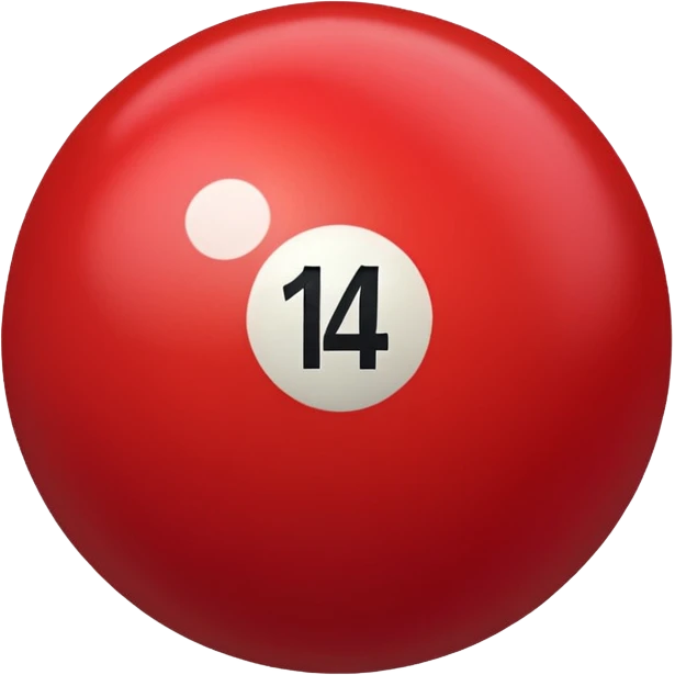The number 14 on a red pool ball emoji