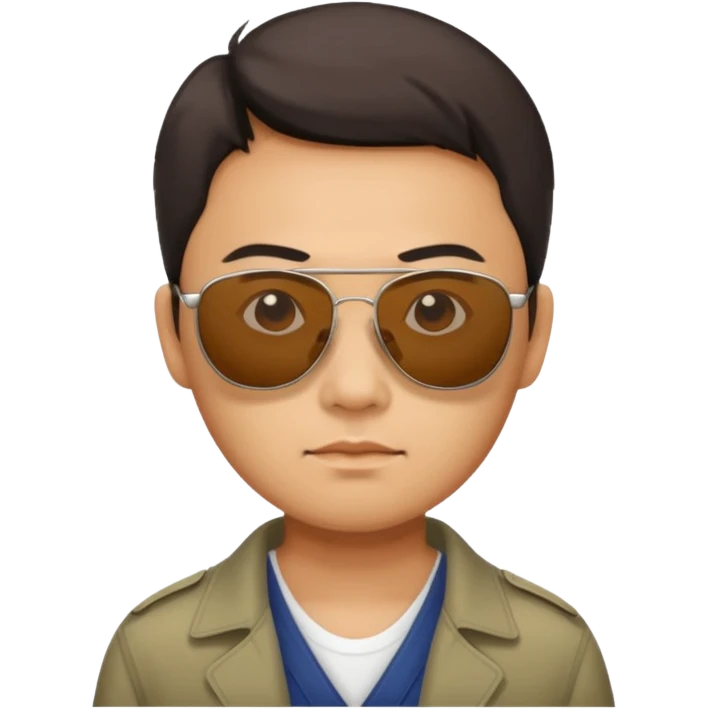 Photorealistic serious Chinese tourist wearing sunglasses emoji