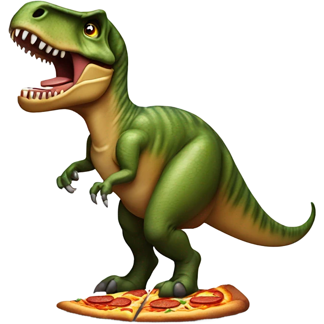 Dinasour eating pizza emoji