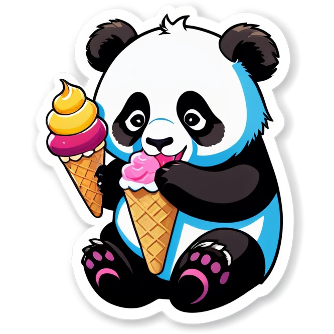 Panda eating ice cream emoji