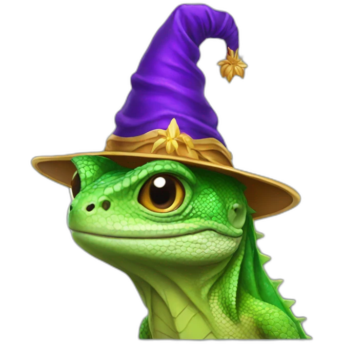 lizard with wizard hat emoji