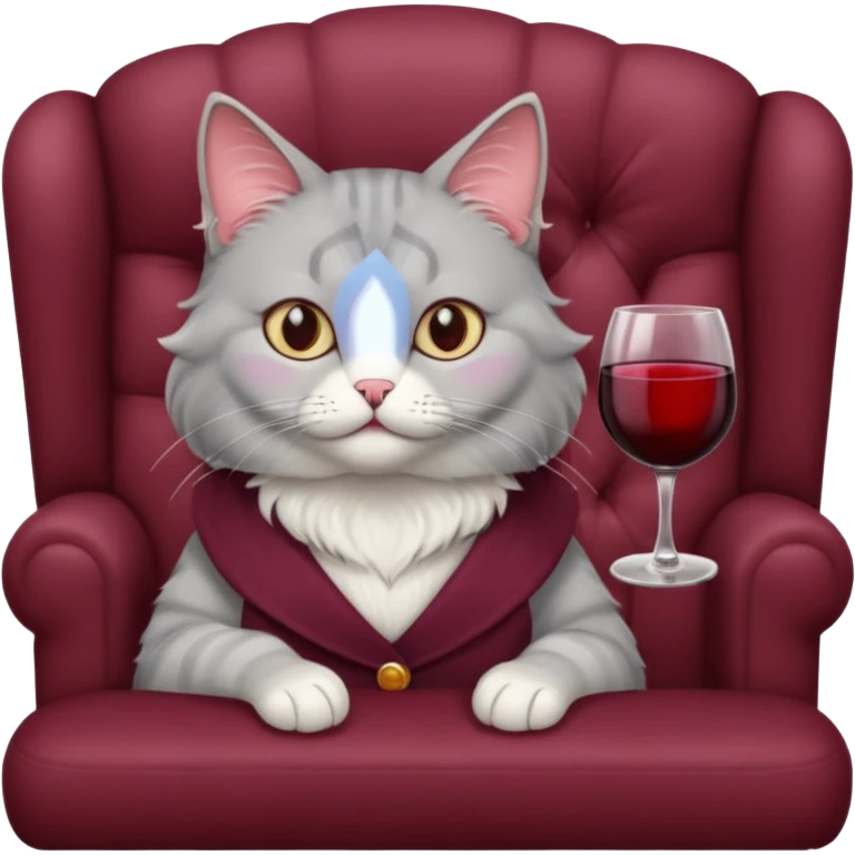 gray Cat sitting On A Couch With Wine emoji