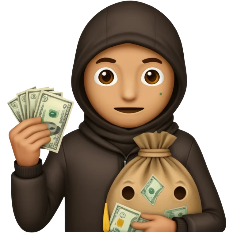 Robber emoji holding a bag of money emoji
