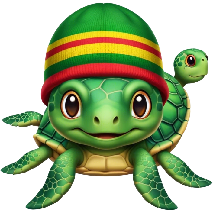 Hawaiian turtle wearing a rasta beanie.  emoji
