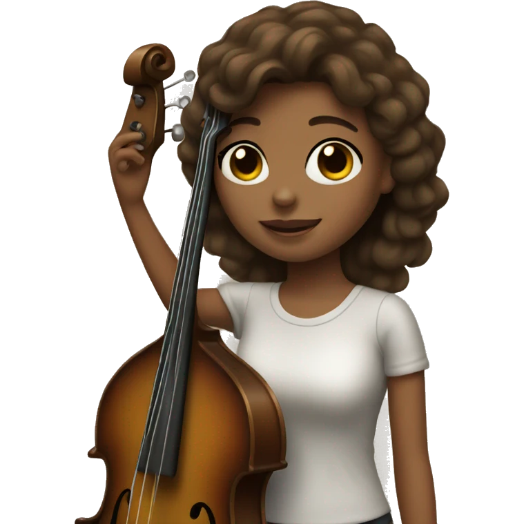 Brown-haired girl playing the bass emoji