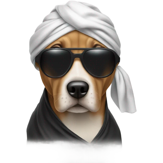 Dog with sunglasses wearing a durag emoji