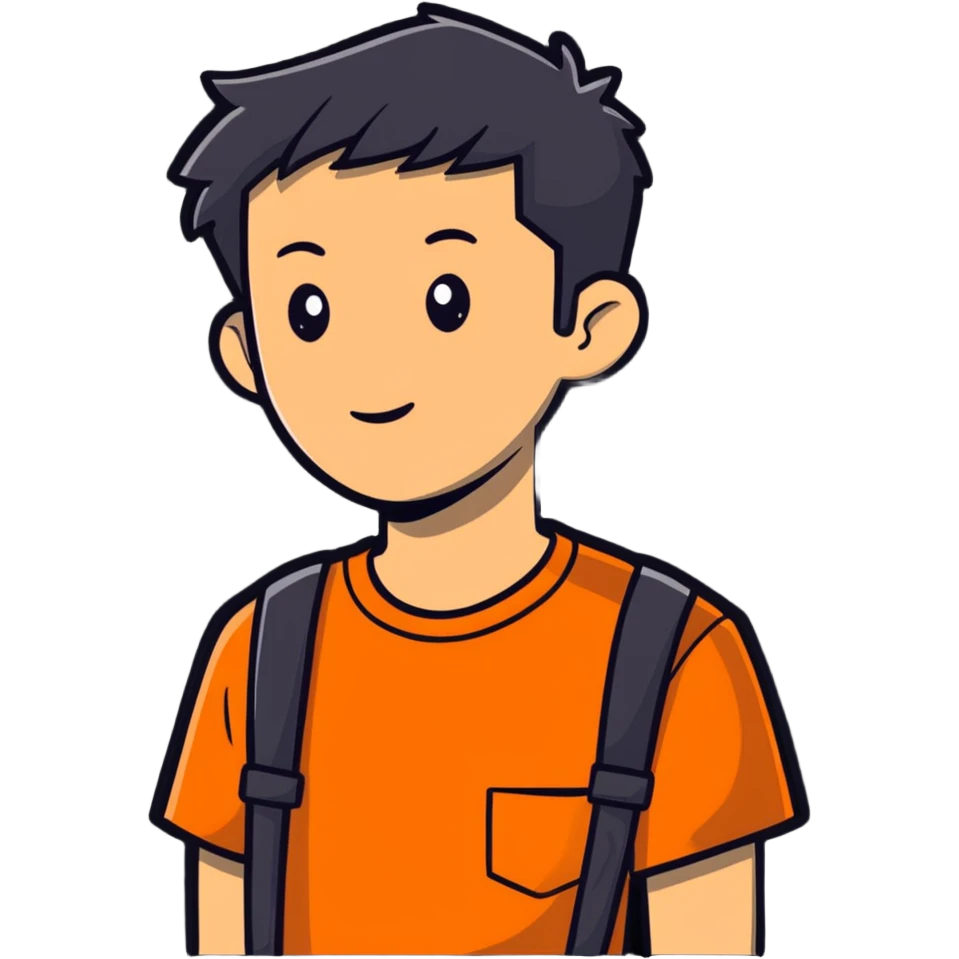 man with orange shirt emoji