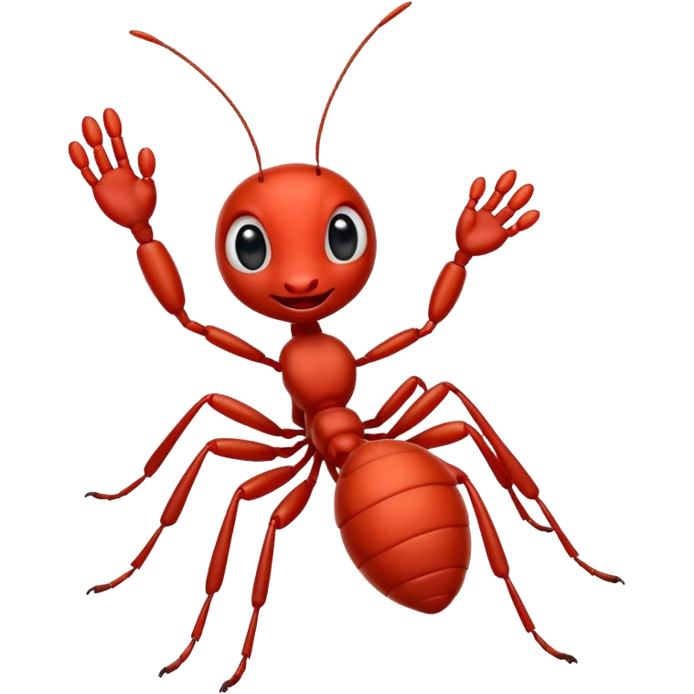 cartoon red ant waving emoji