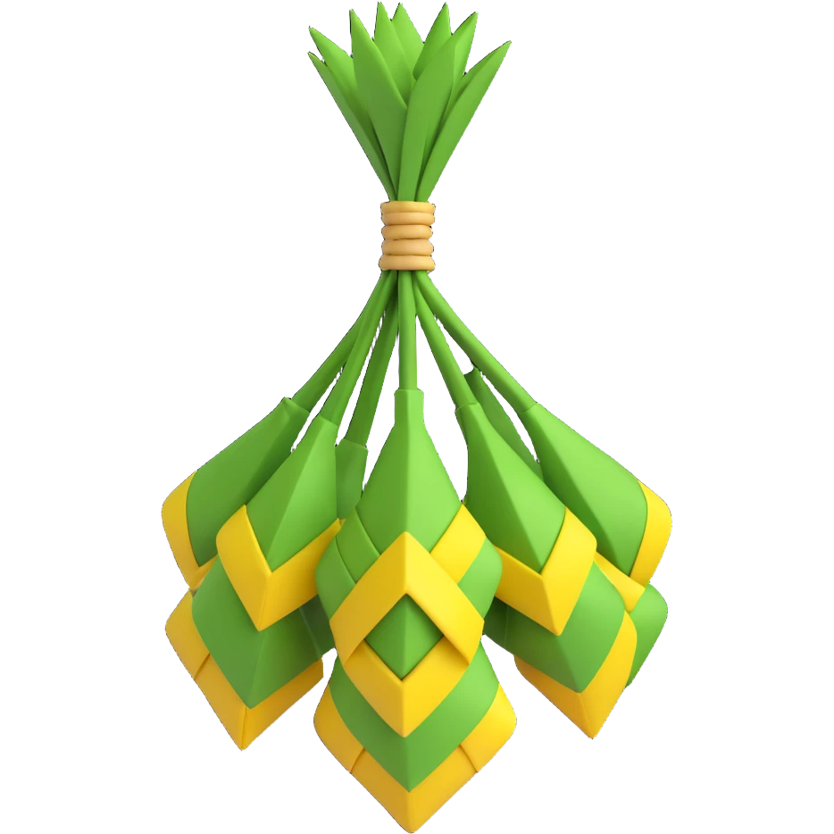 ketupat, traditional Indonesian rice cake wrapped in woven palm leaves emoji