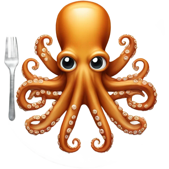 Octopus on a plate with cutlery  emoji