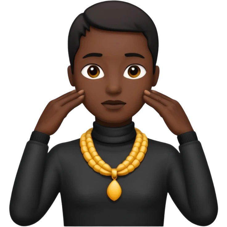 black emoji, hands on neck her self emoji
