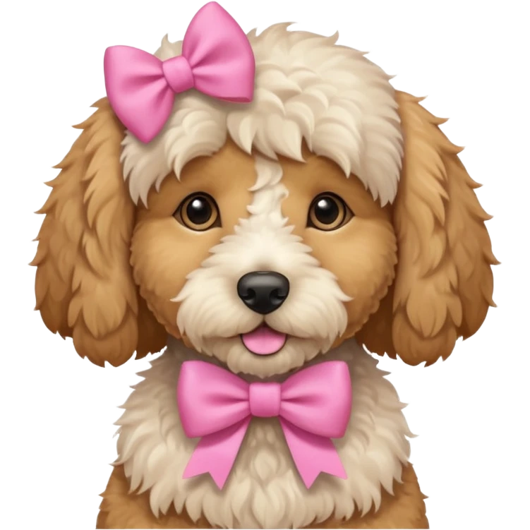 Cute Golden doodle with pink bow emoji