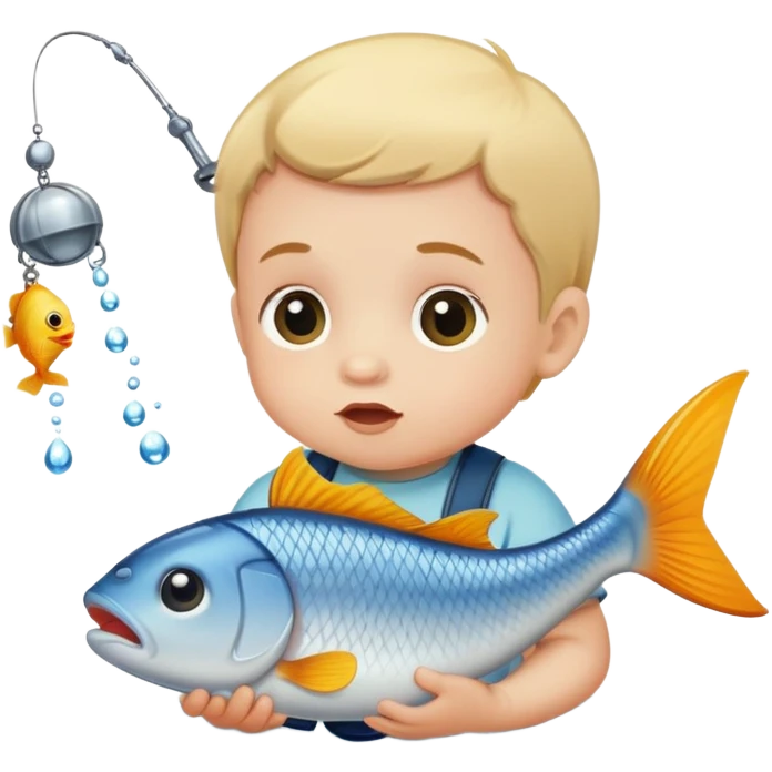 Baby catching a fish emoji