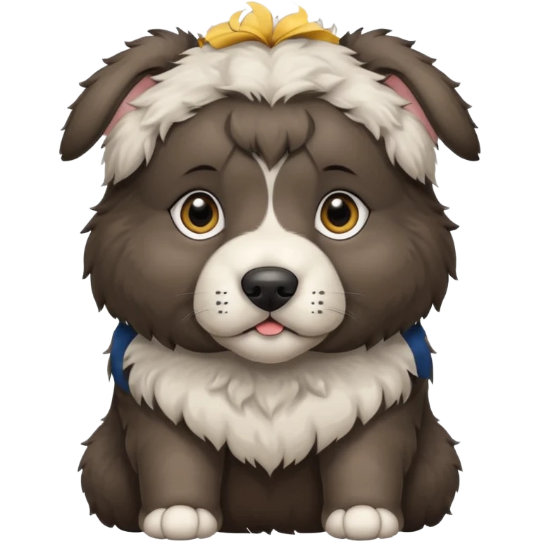 A dark-colored Caucasian Shepherd puppy with cropped ears emoji