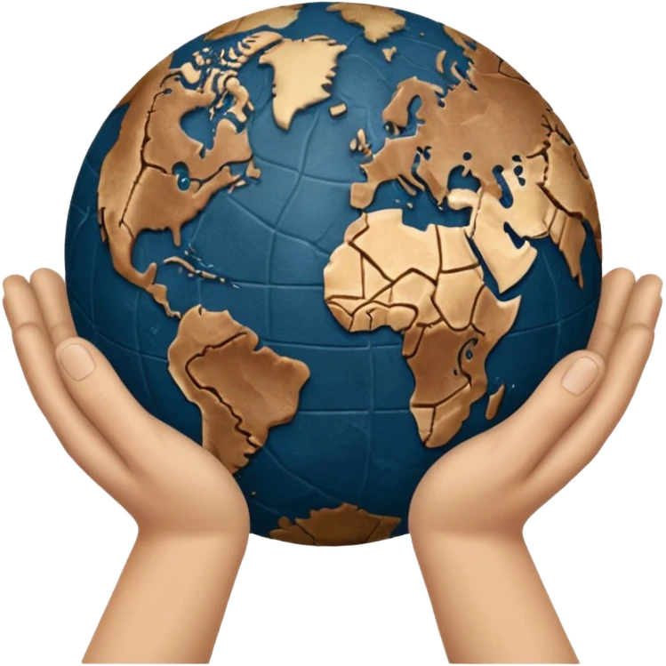 simple Beige hands holding simple earth emoji