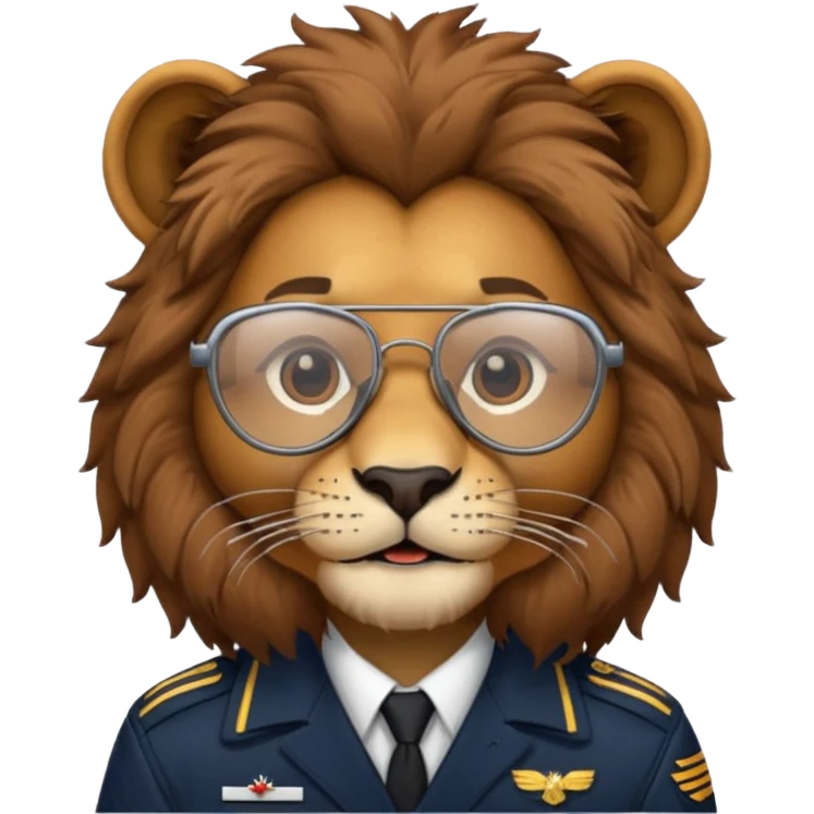 pilot lion with glasses emoji