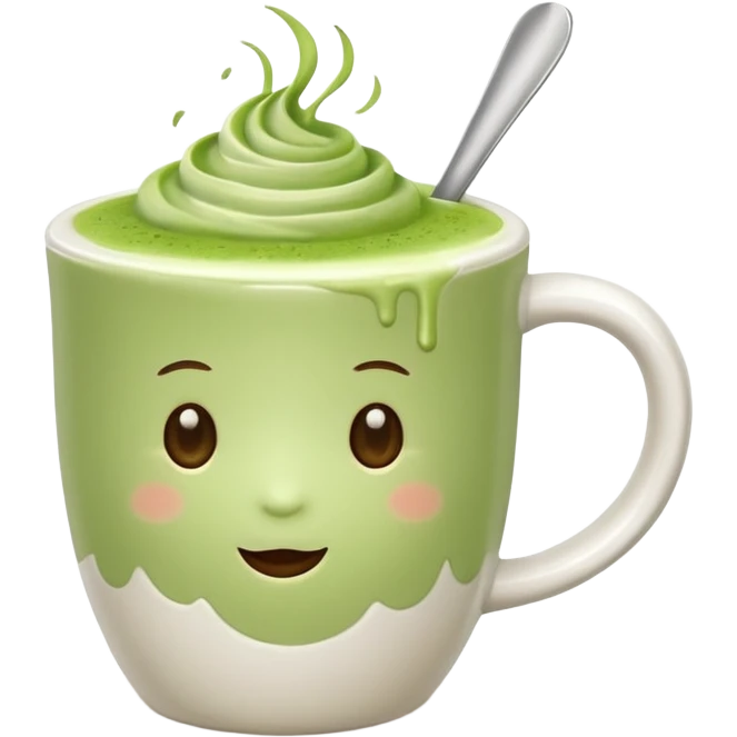 White background, matcha latte emoji