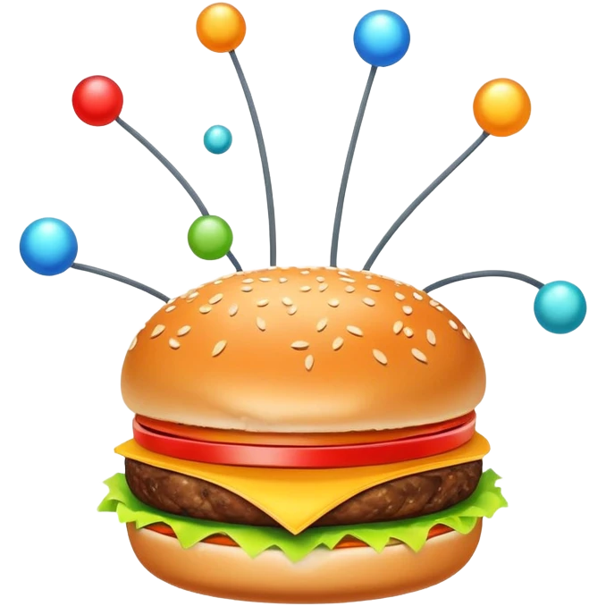 burger with atom electrons orbiting emoji