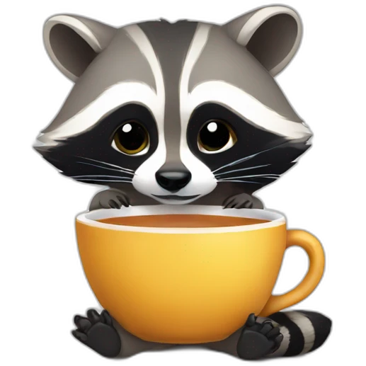 raccoon drinking tea emoji