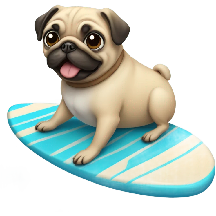 Pug on a surfboard  emoji