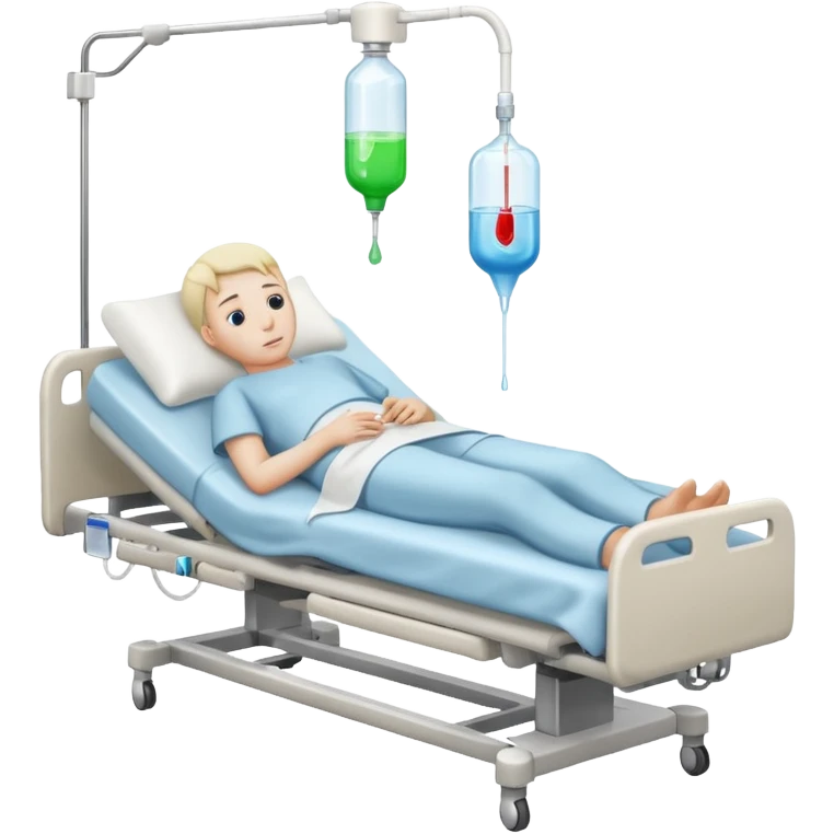 person lying in hospital bed with IV drip emoji