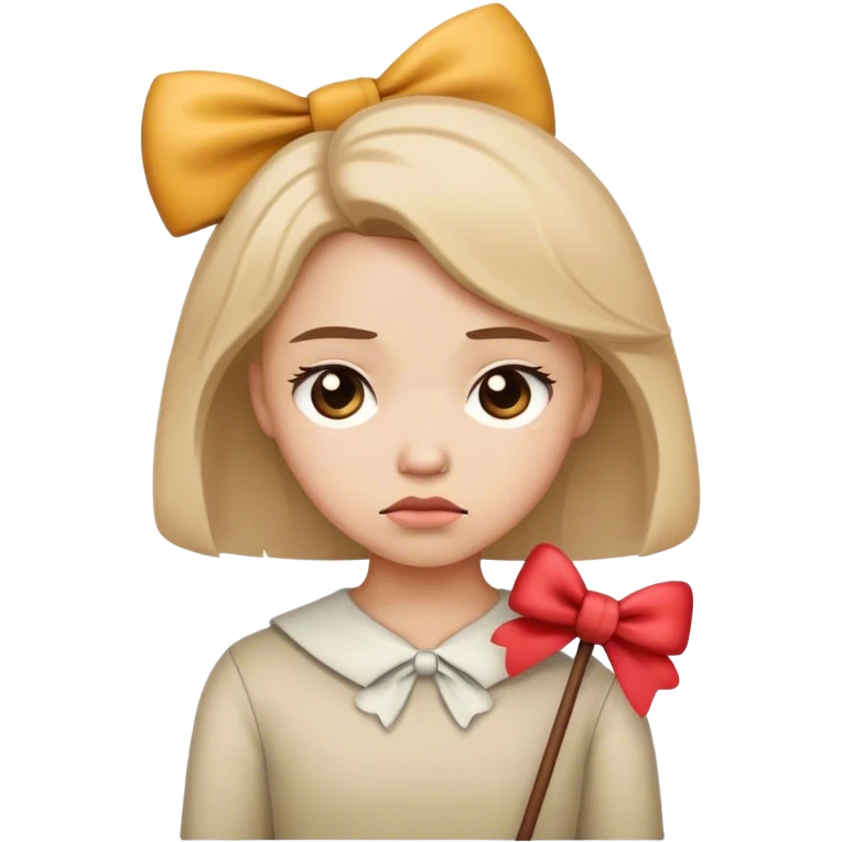 sad face with a bow emoji