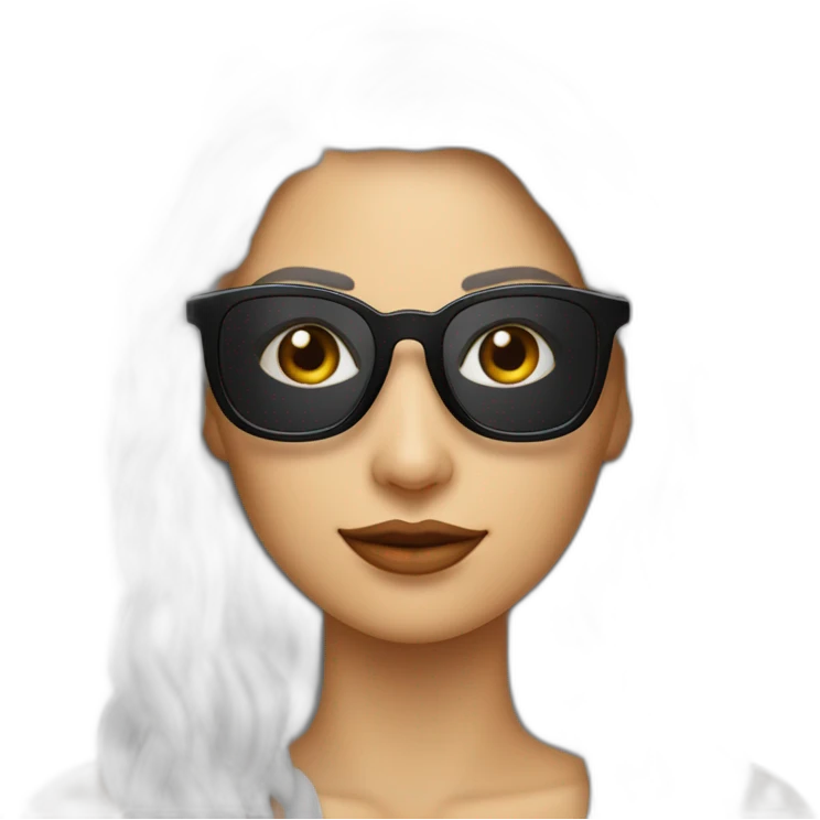 mujer piel blanca gafas pelo largo negro y con camarones y espagueti emoji