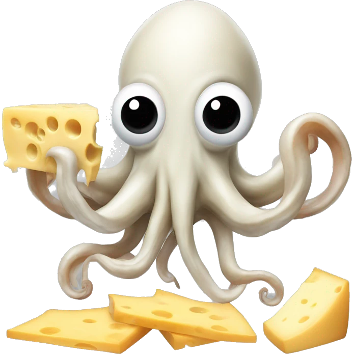 Squid wearing a top hot eating cheese emoji