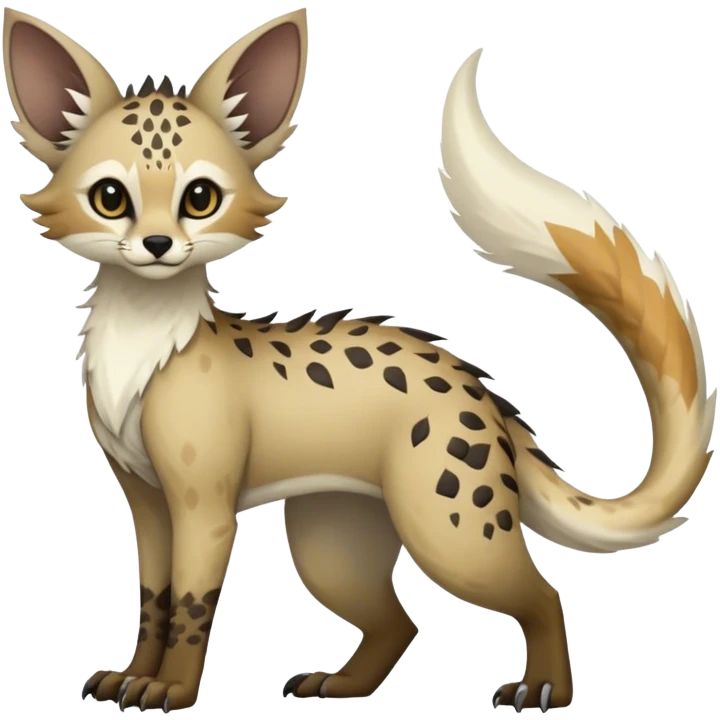 Feral Rare Fantasy Vernid-Trico-species by LiLaiRa, random markings, tufted tail, tufted ears, full body emoji