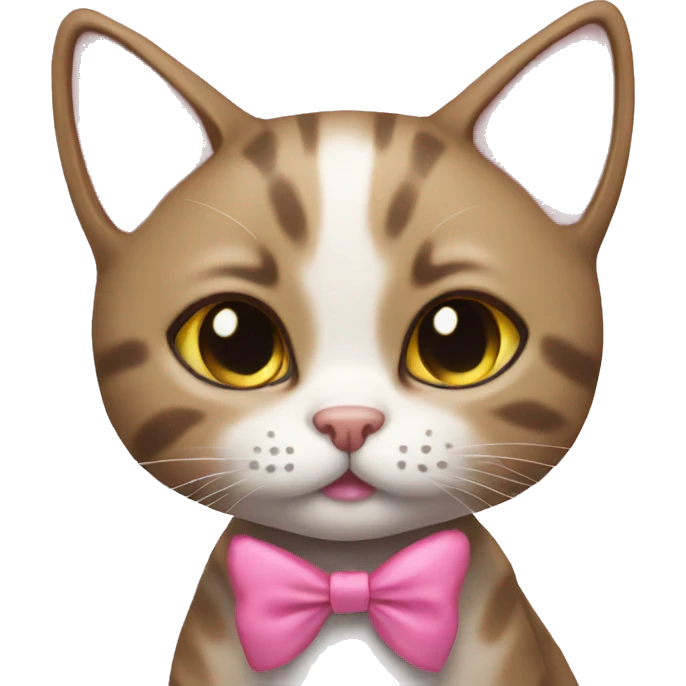 cat wearing a pink bow emoji