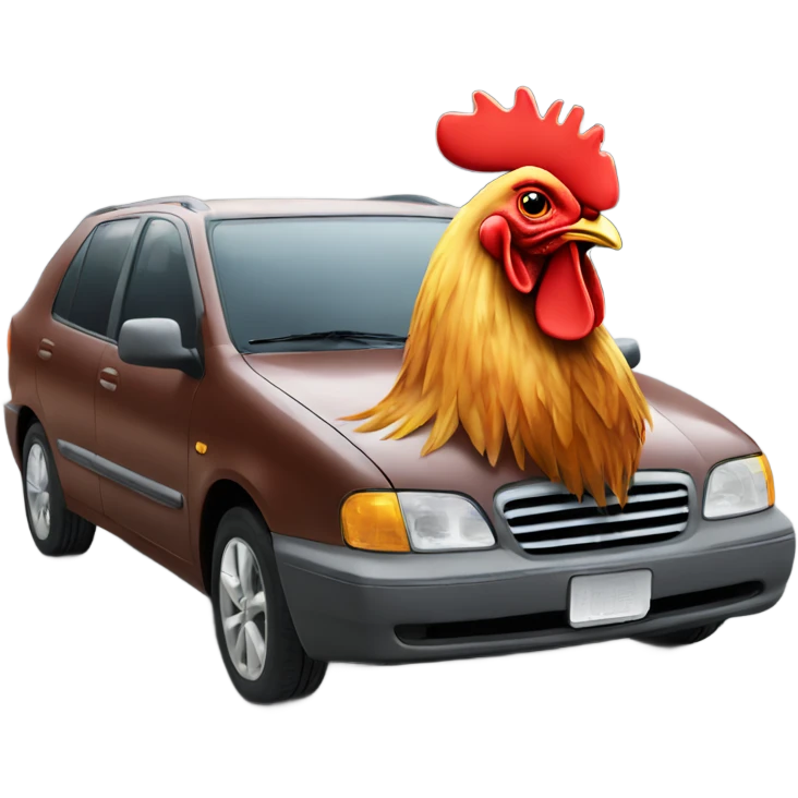 rooster on car emoji