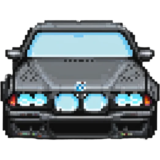 BMW with kidney grille in Minecraft style emoji