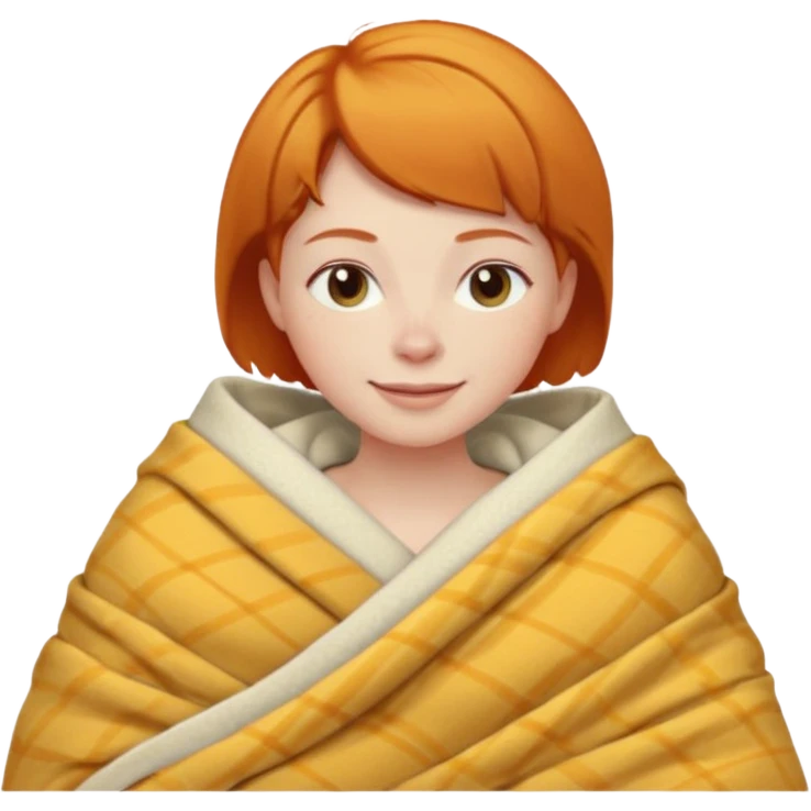 ginger woman short hair bed cuddle blanket  emoji