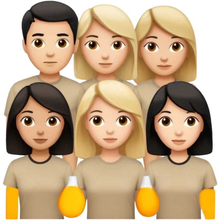 group of people  together ; men and women with brown, blonde, black hair wearing beige shirts aesthetic emoji