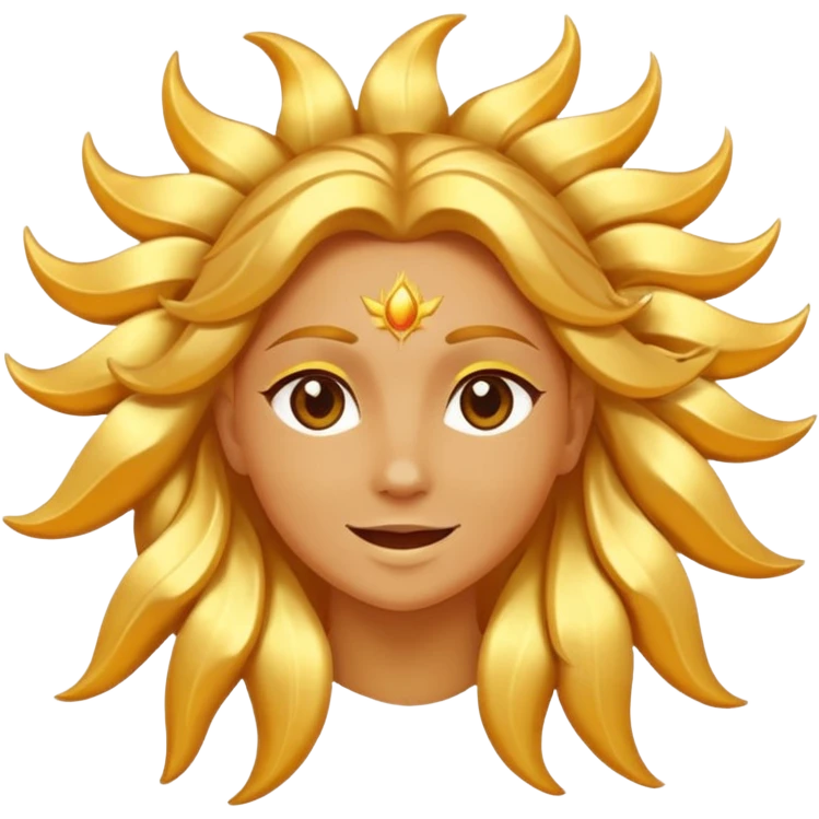 Sun God Nika from One Piece, radiant sun aura, joyful expression, stylized golden hair emoji