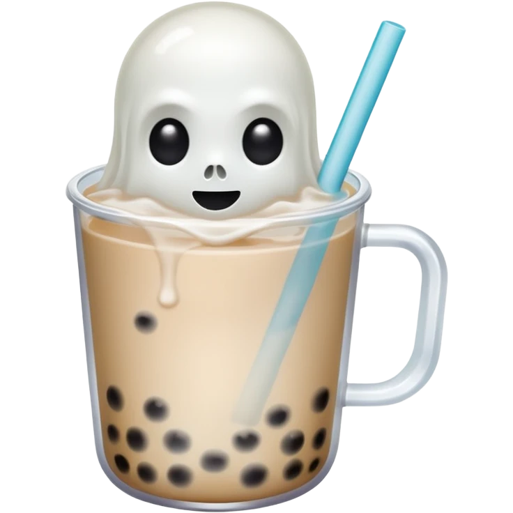 floating ghost holding boba tea  emoji