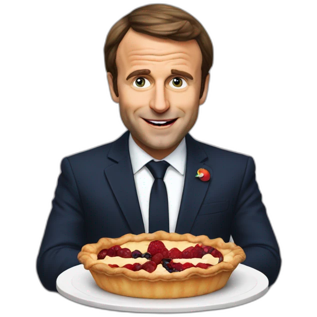 Macron eating a pie emoji