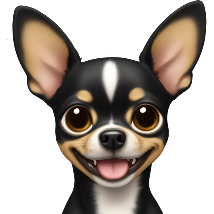Black snd tan, with no other color of fur, Chihuahua smiling emoji