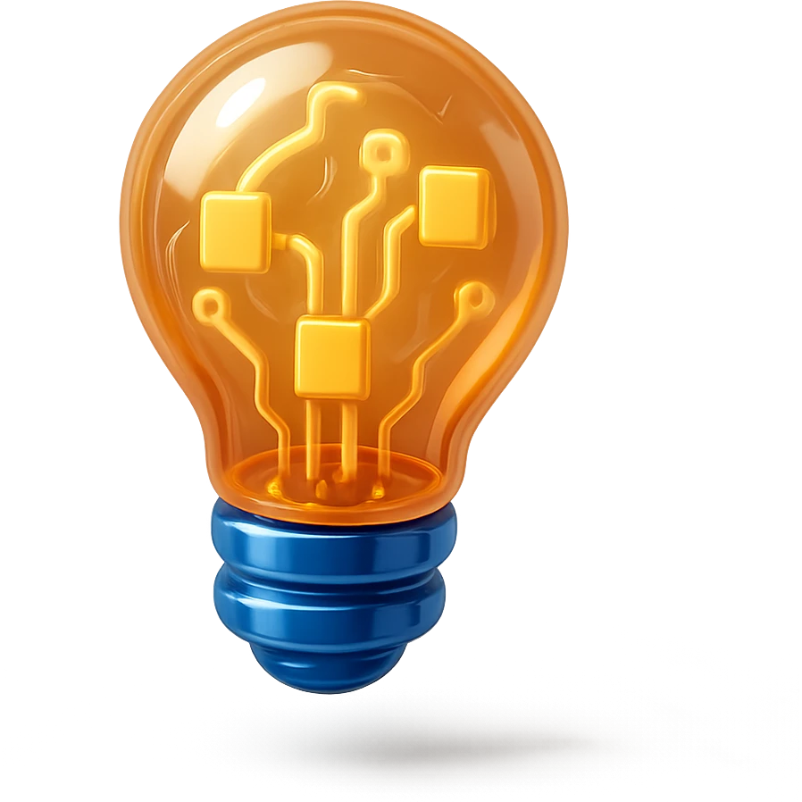 lightbulb icon with glossy circuit style emoji