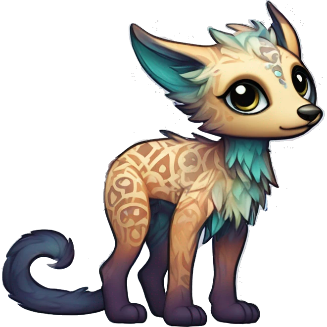 cute Kawaii edgy ethereal shy epic fantasy animal fursona Fionbri creature by griffsnuff & LiLaiRa & Falvie with exotic colors with intricate patterns full body emoji