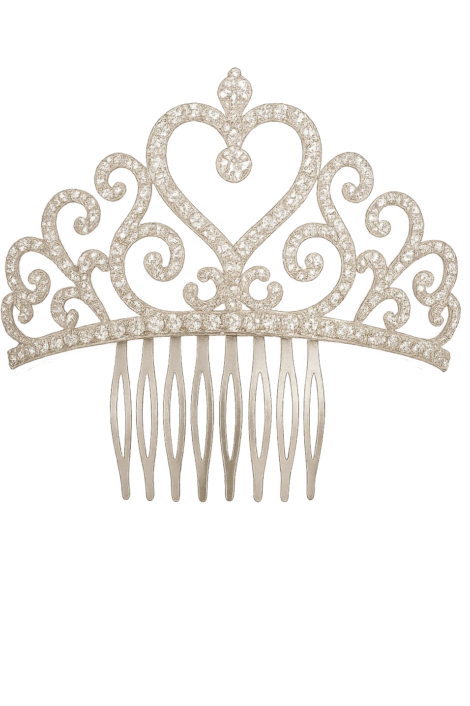 girly sparkling tiara comb, heart-shaped, no background emoji